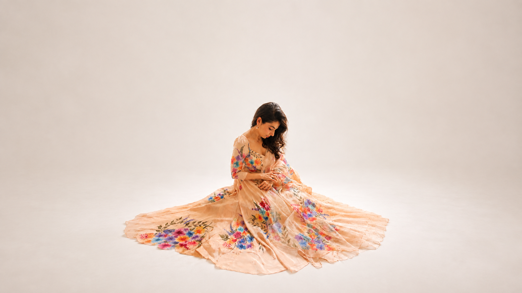 Hand-painted saree by Komal Oswal